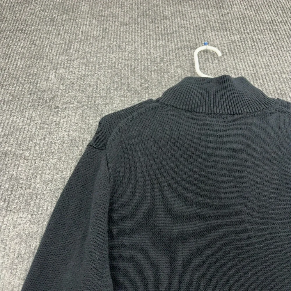 J Crew Sweater Mens M Black Cotton Cashmere Quarter Zip Mock Neck Classic